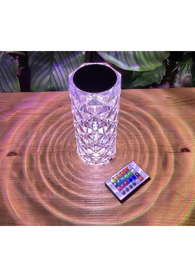 Dokunmatik Kristal Lamba 16 Renk Rgb Uzaktan Kumandalı Usb Şarjlı Led Masa Lambası Gece Lambası Çok Renkli