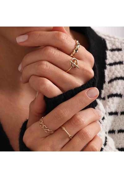 Altın Halter Yüzük T12882 Renkli