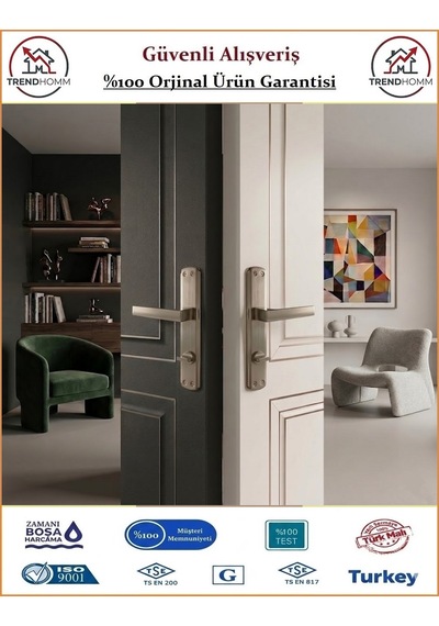 Trendhomm Lama Aynalı - Nikel Saten - Wc Banyo Kapı Kolu - Sol