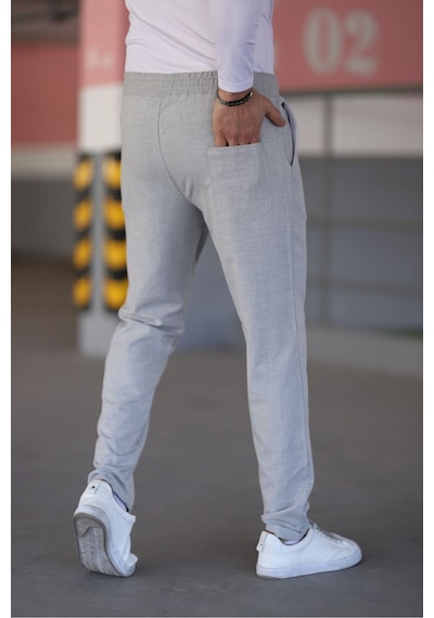 Bürke Erkek Gri Renk Beli Lastikli Bağcıklı Esnek Fitted Jogger Pantolon Kumaş Pantolon Bürke Erkek Gri Renk Beli Lastikli Bağcıklı Esnek Fitted Jogger Pantolon Kumaş Pantolon