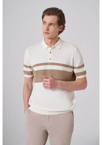 Morven Erkek Ekru Trend Soft Pamuk Polo Yaka Triko T-shirt 26ys018017454 Ekru