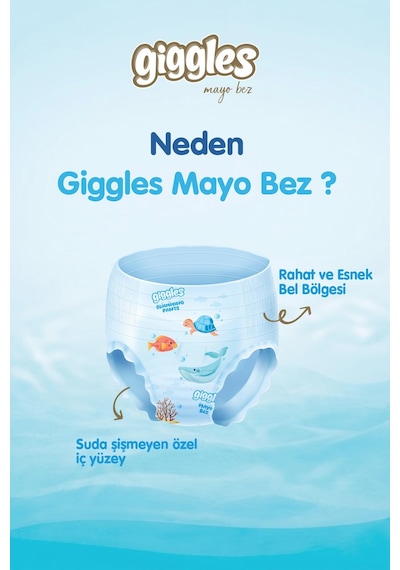 Giggles Külotlu Mayo Bebek Bezi Sıvı Geçirmez 4-5 Numara 9-15 Kg 1 Paket 11 Adet 4 - 5 Numara