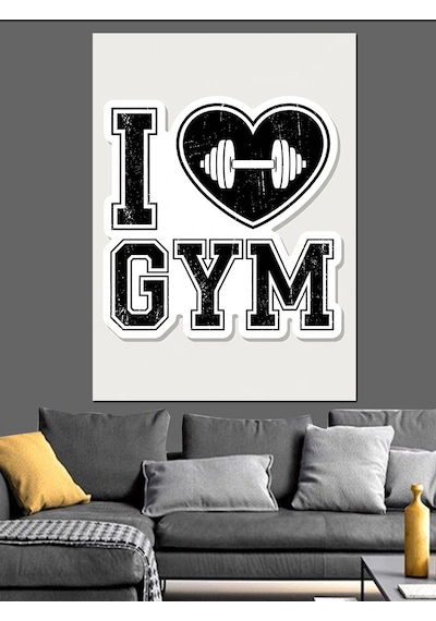 Ahşap Tablo Kalp Şeklinde Dambıl Fitness Yazısı Hayvan Tabloları