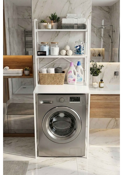 Çamaşır Makinesi Üstü Raf Beyaz 70 Cm Çok Renkli