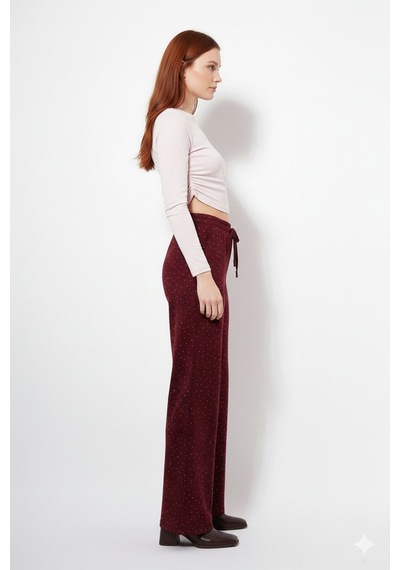 Unika Boutique Taşlı Pantolon Bordo