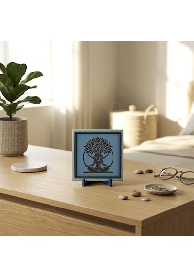 Minimalist Hayat Ağacı Ve Meditasyon Tasarım Obje, Modern Dekorasyonun Estetik İmzası 10x10 Cm