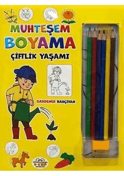 Muhteşem Boyama - Çiftlik Yaşamı + 6lı Boya Kalemi