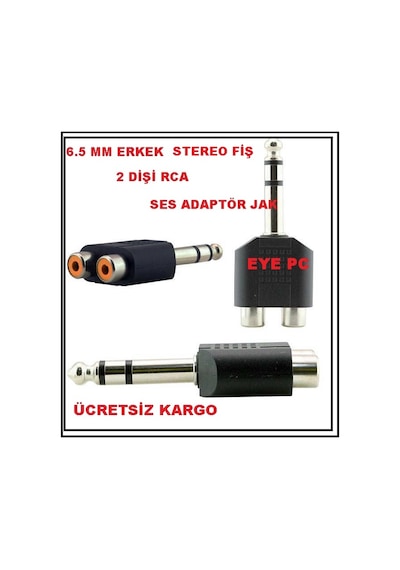 Dj Çevirici Jak 65 Mm Stereo 2 Dişi Rca Dönüştürücü