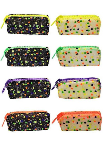 Unicus Big Zip Neon Puantiyeli Şeffaf Kalem Kutu Uncs-950 Çok Renkli