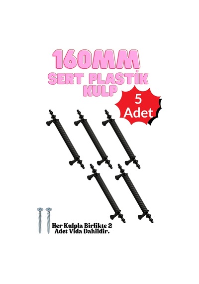 5 Adet Sert Plastik Polais 160 Mm Siyah Mobilya Mutfak Çekmece Dolap Kapak Dolabı Kulpu Kulbu Kulpları Siyah Siyah