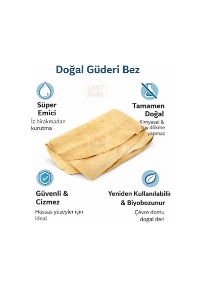 Profesyonel Güderi Bez 50x70 Cm Premium Oto Kurulama Bezi, Ultra Emici Araç Ve Ev Bezi