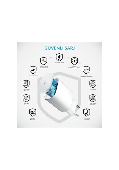 İphone Hızlı Şarj Aleti 8 X Xs Xr 11 12 13 14 Pro Max Mini Plus Uyumlu 20w Gerçek Güç Pd Qc 4.0 Destekli Hızlı Şarj Adaptörü Ve Type-c To Lightning Kablo Seti