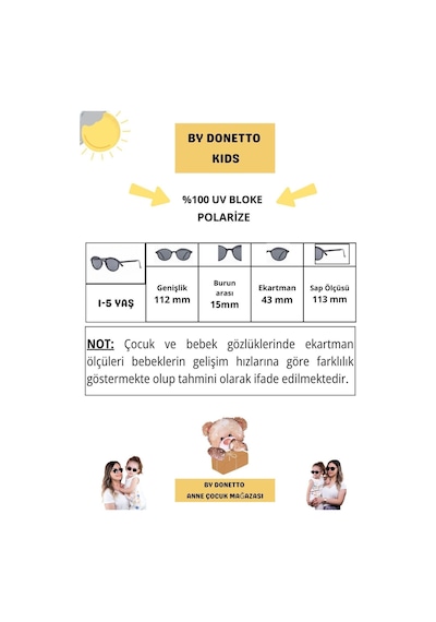 Yeni-unisex 1-5 Yaş Polarize Siyah Çocuk Güneş Gözlüğü Siyah