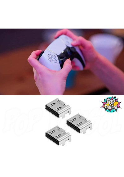 Ps5 Type-c Şarj Soketi Playstation 5 Dualsense Kol Yedek Parça 3 Adet Açık Gri