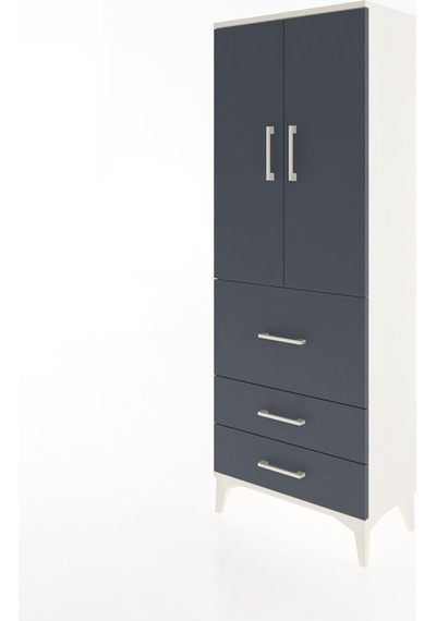 Arges Dolap 3 Raflı 3 Çekmeceli 2 Kapaklı 60x30x163 Aytaşı-antrasit Aytası
