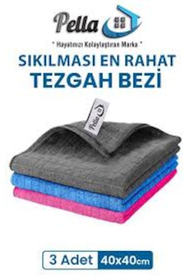 Mikrofiber Temizlik Bezi 3'lü Paket 40x40 Cm - Iz Bırakmaz, Kurulama Gerektirmez, Yüksek Emici Gri-mavi-pembe