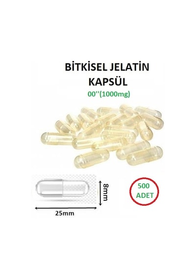 Bitkisel Jelatin Boş Kapsülü 00'' 1000 Mg 500 Adet Helal
