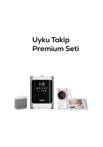Xenon Smart Uyku Takip Premium Seti 3'lü Monitörlü Pembe Bebek Kamerası 5 İnç, 4.8 L Hava Nemlendirici Ve Beyaz Gürültü Makinesi