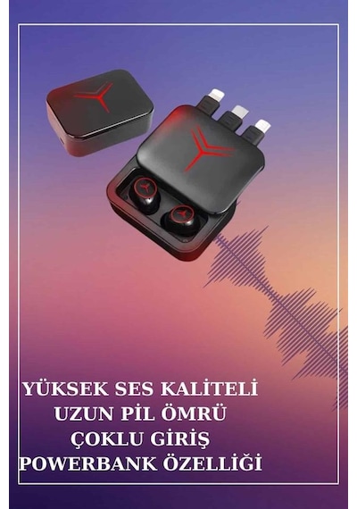 Powerbank Özellikli Bluetooth Kulaklık Ve Nabız Ölçer Akıllı Saat Bileklik Hediyeli