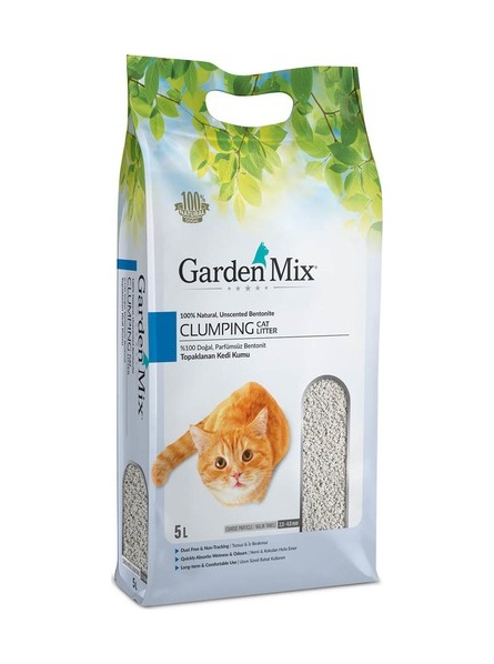 Garden Mix Parfümsüz Kalın Topaklaşan Bentonit Kedi Kumu 5 L