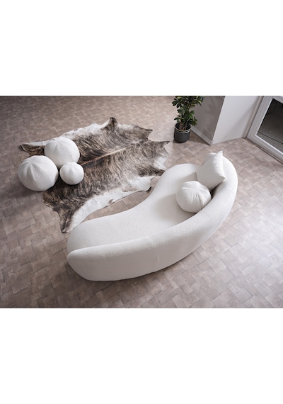 Vipa New Moon Lüks Modern Şık İskandinav Tasarım Üçlü Koltuk, Comford, Salon Ve Oturma Odası İçin Kırık Beyaz