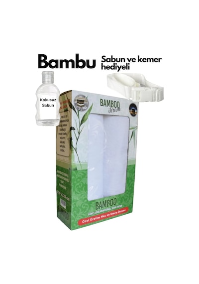 Hac Umre İhramı Bambu 1250gr Kutulu - Kemer Ve Kokusuz Sabun Hediyeli Beyaz