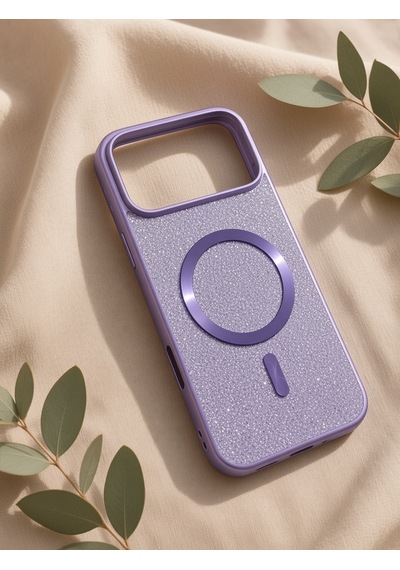 İphone 17/18 Promax Ortak Uyumlu Simli Magsafe Özellikli Kılıf Mor