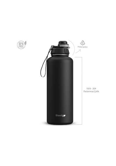 Stevig 1 Hand Leak-proof Sızdırmaz Çelik Termos 1500 Mililitre Black St-235 Çok Renkli