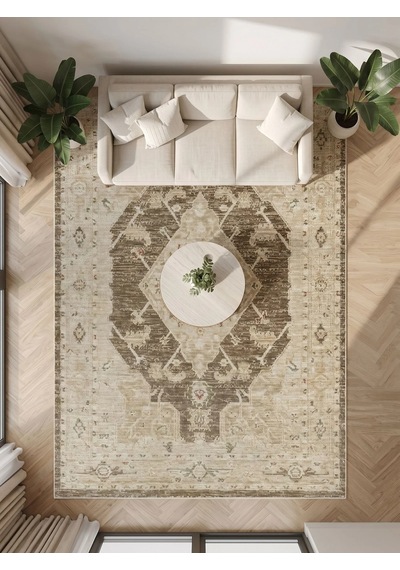 Kreasyon Halı Kadim Ka001 Kahve Makine Halısı