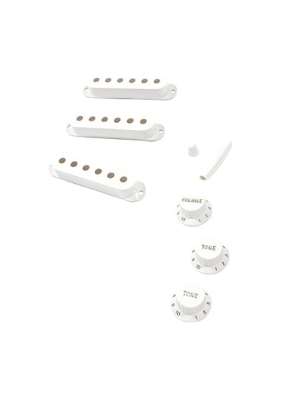 Fender 0992096000 Pure Vintage 50s Stratocaster Aksesuar Kiti Eggshell Yumurta Kabuğu Rengi Manyetik Kapakları Ve Düğmeler 50'ler Tarzı