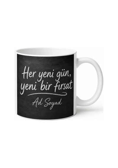Kara Tahta Yüzeyli Tebeşir Yazı Yazılabilen Ofis Kupası Hediye Bardak Beyaz / Çok Renkli