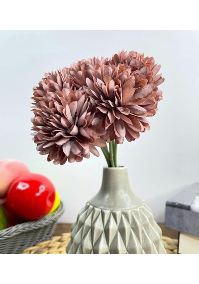 Yapay Çiçek Krizantem Kartopu Pastel Mor Renk 7 Ayrı Tek Dal Demet Çok Renkli