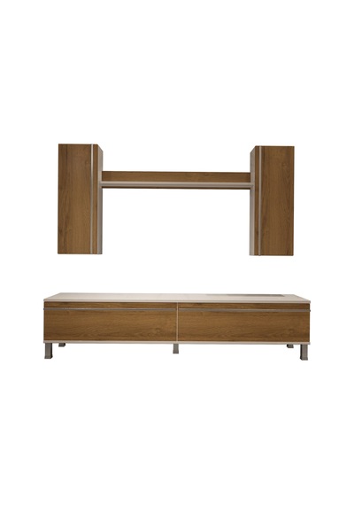 Decoraktiv Eko 5d Mdf Std Krom Ayaklı Tv Ünitesi Tv Sehpası - Beyaz Pera Beyaz - Meşe