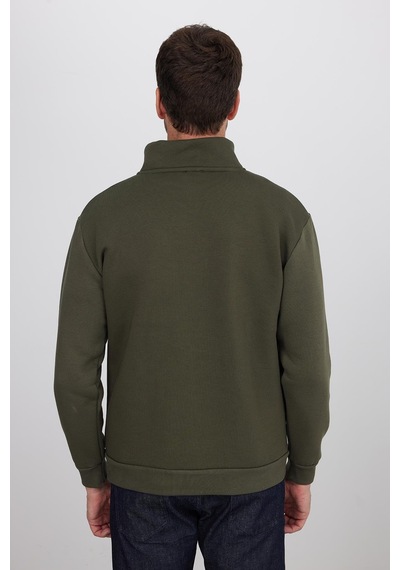 Tudors Unisex Relax Fit Rahat Kesim Pamuklu İçi Polarlı Yarım Fermuarlı Haki Dik Yaka Sweatshirt-35153 Haki Tudors Unisex Relax Fit Rahat Kesim Pamuklu İçi Polarlı Yarım Fermuarlı Haki Dik Yaka Sweatshirt-35153 Haki