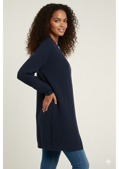 Youknitwear You Stayles %100 Pamuk Kadın Triko Hırka Lacivert