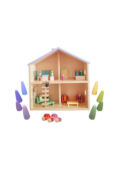 Woodnjoy Wood & Joy Doğal Ahşap Evcilik Ev, Evcilik Seti Ve Ahşap Oyuncak Seti