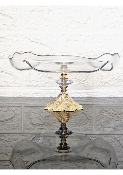 Küçük Bölmeli Servis Tabağı Döküm Semerkand Gold Ayaklı & Sunumluk & Kahvaltılık & Çerezlik 25 Cm Beyaz