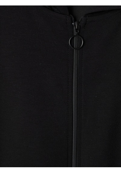 Lcw Everyday Siyah Soft Touch Oversize Kadın Fermuarlı Sweatshirt