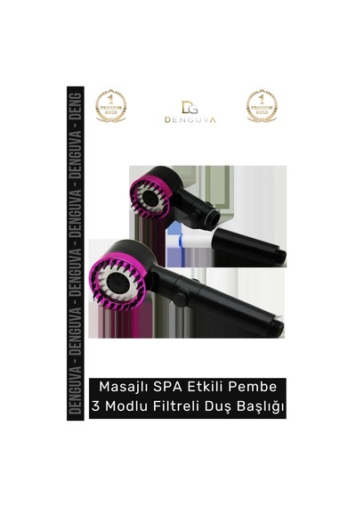 Duşbaşlığı Masajlı Spa Etkili Su Tasarruflu Yüksek Basınçlı Siyah Pembe 3 Modlu Filtreli Duş Başlığ Çok Renkli
