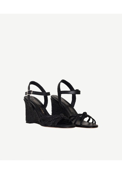 Yargıcı Örgü Düğümlü Topuklu Deri Espadril 26ykay4025x 001 Siyah