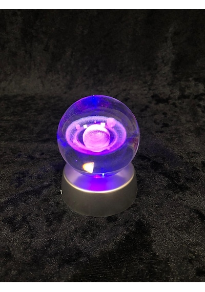 Kişiye Özel Galaksi Gezegen Işıklı 6 Cm Çapında Cam Kristal Küre