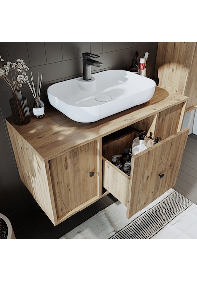 Ayaksız Oval Lavabolu Mdf 105 Cm Çekmeceli Banyo Dolabı Atlantik Atlantik Çam Ayaksız Oval Lavabolu Mdf 105 Cm Çekmeceli Banyo Dolabı Atlantik Atlantik Çam