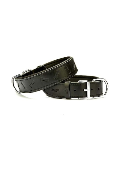 Doggie Comfort Deri Kemik Desenli Köpek Boyun Tasması Small Siyah
