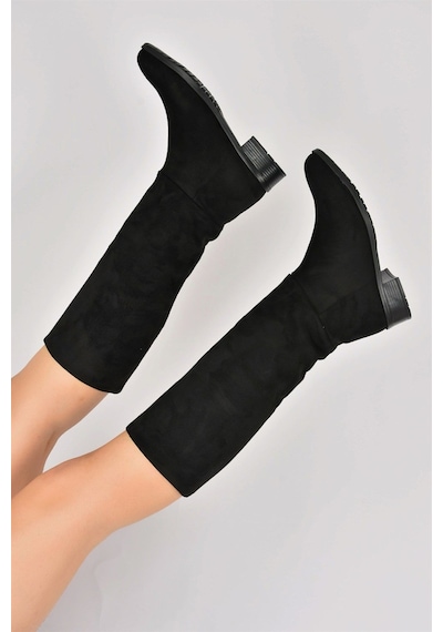 Fox Shoes Siyah Süet Düz Taban Günlük Kadın Çizme L726600902 Siyah-süet