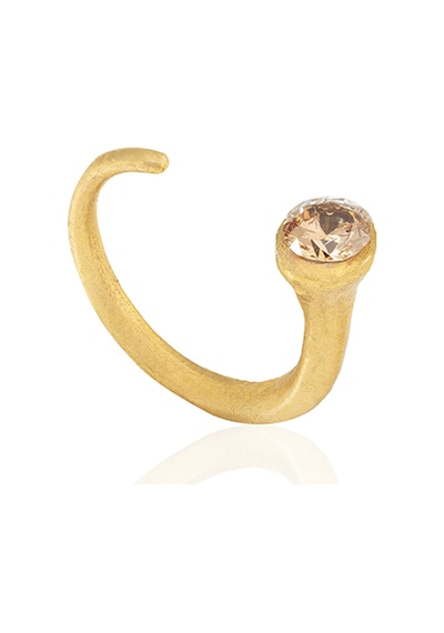 Kadir Jewellery 22 Ayar Altın Kaplama Zirkon Taşlı Ayarlanabilir Kadın Minimal Yüzük Turuncu