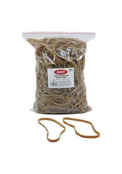 Ekoset 180x6mm Geniş Kauçuk Paket Ambalaj Kasa Lastiği 1Kg