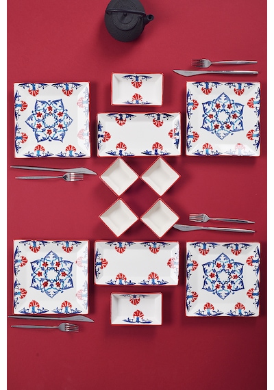Piatti Naturali 12 Parça 4 Kişilik Çini Kahvaltı Takımı Handmade Sunum Set Çok Renkli