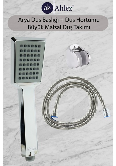 Ahlez Arya Duş Başlığı + Duş Hortumu +Mafsal Duş Takımı Duş Seti Krom