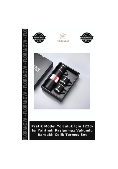 Pratik Model Yolculuk İçin 1220- Isı Yalıtımlı Paslanmaz Vakumlu Bardaklı Çelik Termos Set Çok Renkli