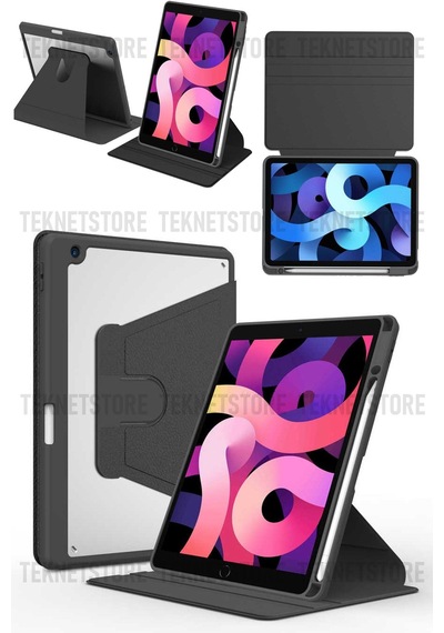Apple Uyumlu iPad 10.2 8. Ve 9. Nesil 2020/2021 Kılıf Kalemlikli 360 Dönebilen Standlı Şeffaf Tablet Kılıfı Kılıf Apple Uyumlu iPad 10.2 8. Ve 9. Nesil 2020/2021 Kılıf Kalemlikli 360 Dönebilen Standlı Şeffaf Tablet Kılıfı Kılıf